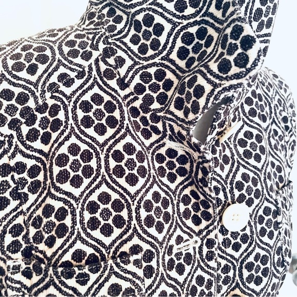 Loft Vintage 100% Cotton Black and White Ornament Jacket - Size 6 - Picture 5 of 7